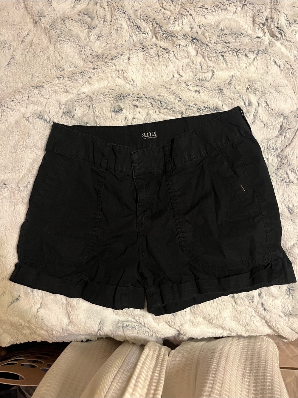 a.n.a Black High-Waist Ruffle Hem Shorts